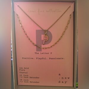 A New Day Women's Necklace 14k Gold Plated Monogram Letter P - Gifts for Her